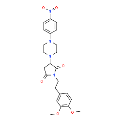 ChemSpider 2D Image | 1-[2-(3,4-Dimethoxyphenyl)ethyl]-3-[4-(4-nitrophenyl)-1-piperazinyl]-2,5-pyrrolidinedione | C24H28N4O6