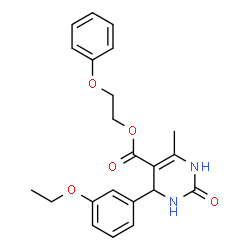 ChemSpider 2D Image | 2-Phenoxyethyl 4-(3-ethoxyphenyl)-6-methyl-2-oxo-1,2,3,4-tetrahydro-5-pyrimidinecarboxylate | C22H24N2O5