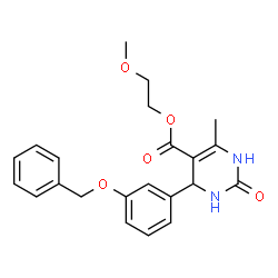 ChemSpider 2D Image | 2-Methoxyethyl 4-[3-(benzyloxy)phenyl]-6-methyl-2-oxo-1,2,3,4-tetrahydro-5-pyrimidinecarboxylate | C22H24N2O5