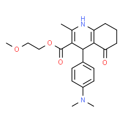 ChemSpider 2D Image | 2-Methoxyethyl 4-[4-(dimethylamino)phenyl]-2-methyl-5-oxo-1,4,5,6,7,8-hexahydro-3-quinolinecarboxylate | C22H28N2O4