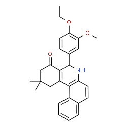 ChemSpider 2D Image | 5-(4-Ethoxy-3-methoxyphenyl)-2,2-dimethyl-2,3,5,6-tetrahydrobenzo[a]phenanthridin-4(1H)-one | C28H29NO3