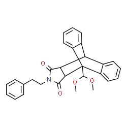 ChemSpider 2D Image | 1-(Dimethoxymethyl)-17-(2-phenylethyl)-17-azapentacyclo[6.6.5.0~2,7~.0~9,14~.0~15,19~]nonadeca-2,4,6,9,11,13-hexaene-16,18-dione | C29H27NO4