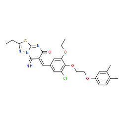 ChemSpider 2D Image | (6Z)-6-{3-Chloro-4-[2-(3,4-dimethylphenoxy)ethoxy]-5-ethoxybenzylidene}-2-ethyl-5-imino-5,6-dihydro-7H-[1,3,4]thiadiazolo[3,2-a]pyrimidin-7-one | C26H27ClN4O4S