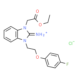 ChemSpider 2D Image | 1-(2-Ethoxy-2-oxoethyl)-3-[2-(4-fluorophenoxy)ethyl]-1,3-dihydro-2H-benzimidazol-2-iminium chloride | C19H21ClFN3O3