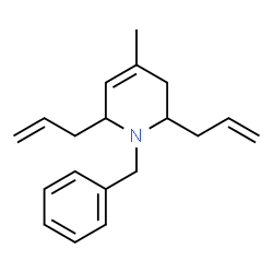 ChemSpider 2D Image | 2,6-Diallyl-1-benzyl-4-methyl-1,2,3,6-tetrahydropyridine | C19H25N
