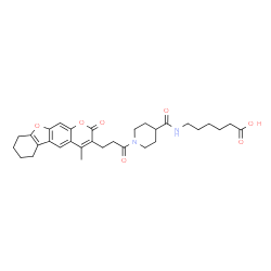 ChemSpider 2D Image | 6-[({1-[3-(4-Methyl-2-oxo-6,7,8,9-tetrahydro-2H-[1]benzofuro[3,2-g]chromen-3-yl)propanoyl]-4-piperidinyl}carbonyl)amino]hexanoic acid | C31H38N2O7