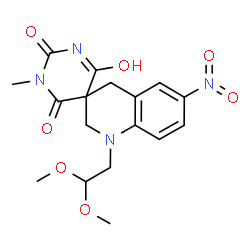 ChemSpider 2D Image | 1'-(2,2-Dimethoxyethyl)-1-methyl-6'-nitro-1',4'-dihydro-2H,2'H-spiro[pyrimidine-5,3'-quinoline]-2,4,6(1H,3H)-trione | C17H20N4O7