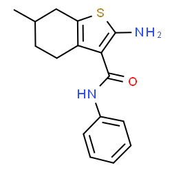 ChemSpider 2D Image | 2-Amino-6-methyl-N-phenyl-4,5,6,7-tetrahydro-1-benzothiophene-3-carboxamide | C16H18N2OS