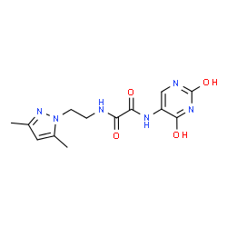 ChemSpider 2D Image | ethanediamide, N~1~-(2,4-dihydroxy-5-pyrimidinyl)-N~2~-[2-(3,5-dimethyl-1H-pyrazol-1-yl)ethyl]- | C13H16N6O4