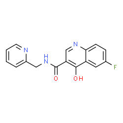 ChemSpider 2D Image | 6-Fluoro-4-hydroxy-N-(2-pyridinylmethyl)-3-quinolinecarboxamide | C16H12FN3O2