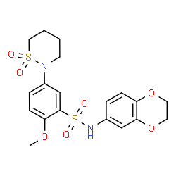 ChemSpider 2D Image | N-(2,3-Dihydro-1,4-benzodioxin-6-yl)-5-(1,1-dioxido-1,2-thiazinan-2-yl)-2-methoxybenzenesulfonamide | C19H22N2O7S2