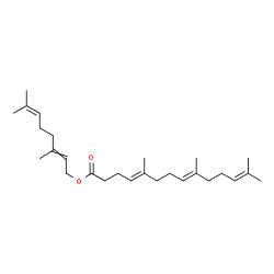 ChemSpider 2D Image | 3,7-Dimethyl-2,6-octadien-1-yl (4E,8E)-5,9,13-trimethyl-4,8,12-tetradecatrienoate | C27H44O2