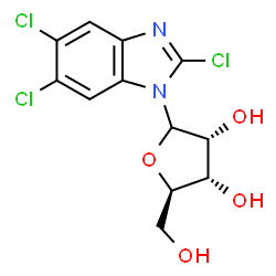 ChemSpider 2D Image | 2,5,6-trichloro-1-(ribofuranosyl)benzimidazole | C12H11Cl3N2O4