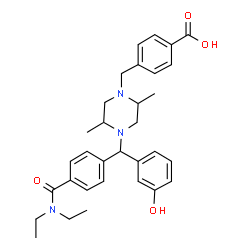 ChemSpider 2D Image | 4-(4-((4-diethylcarbamoylphenyl)(3-hydroxyphenyl)methyl)-2,5-dimethylpiperazin-1-ylmethyl)benzoic acid | C32H39N3O4