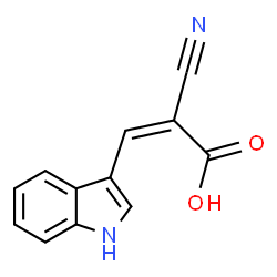 ChemSpider 2D Image | 2-Cyano-3-(1H-indol-3-yl)acrylic acid | C12H8N2O2