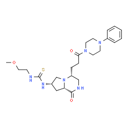 ChemSpider 2D Image | 1-(2-Methoxyethyl)-3-{(4R,7S,8aS)-1-oxo-4-[3-oxo-3-(4-phenyl-1-piperazinyl)propyl]octahydropyrrolo[1,2-a]pyrazin-7-yl}thiourea | C24H36N6O3S