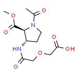 ChemSpider 2D Image | (2-{[(2S,3S)-1-Acetyl-2-(methoxycarbonyl)-3-pyrrolidinyl]amino}-2-oxoethoxy)acetic acid | C12H18N2O7