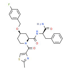 ChemSpider 2D Image | Nalpha-({(2S,4R)-4-[(4-Fluorobenzyl)oxy]-1-[(2-methyl-1,3-thiazol-4-yl)carbonyl]-2-piperidinyl}carbonyl)-D-phenylalaninamide | C27H29FN4O4S