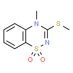 ChemSpider 2D Image | 4-Methyl-3-(methylsulfanyl)-4H-1,2,4-benzothiadiazine 1,1-dioxide | C9H10N2O2S2