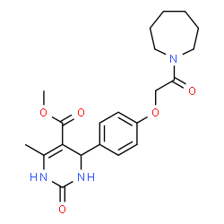 ChemSpider 2D Image | Methyl 4-{4-[2-(1-azepanyl)-2-oxoethoxy]phenyl}-6-methyl-2-oxo-1,2,3,4-tetrahydro-5-pyrimidinecarboxylate | C21H27N3O5