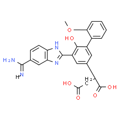 ChemSpider 2D Image | 2-[5-(5-Carbamimidoyl-1H-benzimidazol-2-yl)-6-hydroxy-2'-methoxy-3-biphenylyl]succinic acid | C25H22N4O6
