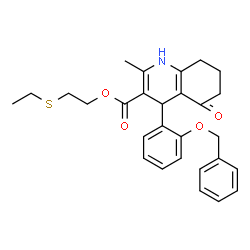 ChemSpider 2D Image | 2-(Ethylsulfanyl)ethyl 4-[2-(benzyloxy)phenyl]-2-methyl-5-oxo-1,4,5,6,7,8-hexahydro-3-quinolinecarboxylate | C28H31NO4S
