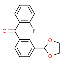 ChemSpider 2D Image | 3'-(1,3-Dioxolan-2-yl)-2-fluorobenzophenone | C16H13FO3