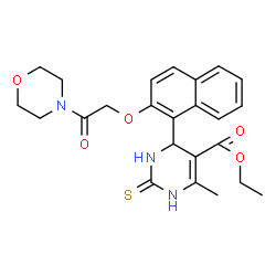 ChemSpider 2D Image | Ethyl 6-methyl-4-{2-[2-(4-morpholinyl)-2-oxoethoxy]-1-naphthyl}-2-thioxo-1,2,3,4-tetrahydro-5-pyrimidinecarboxylate | C24H27N3O5S