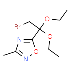 ChemSpider 2D Image | 5-(2-Bromo-1,1-diethoxyethyl)-3-methyl-1,2,4-oxadiazole | C9H15BrN2O3