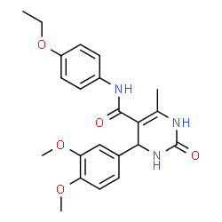 ChemSpider 2D Image | 4-(3,4-Dimethoxyphenyl)-N-(4-ethoxyphenyl)-6-methyl-2-oxo-1,2,3,4-tetrahydro-5-pyrimidinecarboxamide | C22H25N3O5