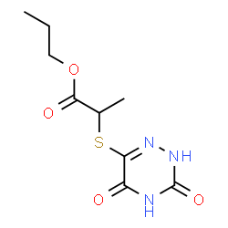 ChemSpider 2D Image | Propyl 2-[(3,5-dioxo-2,3,4,5-tetrahydro-1,2,4-triazin-6-yl)sulfanyl]propanoate | C9H13N3O4S