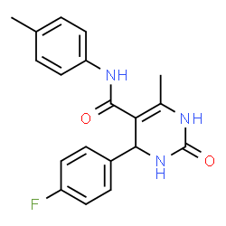 ChemSpider 2D Image | 4-(4-Fluorophenyl)-6-methyl-N-(4-methylphenyl)-2-oxo-1,2,3,4-tetrahydro-5-pyrimidinecarboxamide | C19H18FN3O2