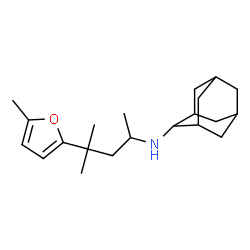 ChemSpider 2D Image | N-[4-Methyl-4-(5-methyl-2-furyl)-2-pentanyl]-2-adamantanamine | C21H33NO