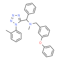 ChemSpider 2D Image | N-Methyl-1-[1-(2-methylphenyl)-1H-tetrazol-5-yl]-N-(3-phenoxybenzyl)-1-phenylmethanamine | C29H27N5O