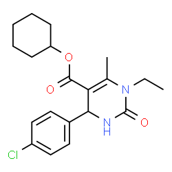 ChemSpider 2D Image | cyclohexyl 4-(4-chlorophenyl)-1-ethyl-6-methyl-2-oxo-3,4-dihydropyrimidine-5-carboxylate | C20H25ClN2O3