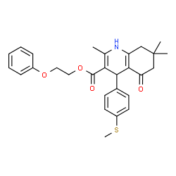 ChemSpider 2D Image | 2-Phenoxyethyl 2,7,7-trimethyl-4-[4-(methylsulfanyl)phenyl]-5-oxo-1,4,5,6,7,8-hexahydro-3-quinolinecarboxylate | C28H31NO4S