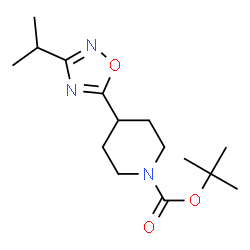 ChemSpider 2D Image | tert-butyl 4-(3-isopropyl-1,2,4-oxadiazol-5-yl)piperidine-1-carboxylate | C15H25N3O3