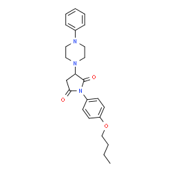 ChemSpider 2D Image | 1-(4-Butoxyphenyl)-3-(4-phenyl-1-piperazinyl)-2,5-pyrrolidinedione | C24H29N3O3