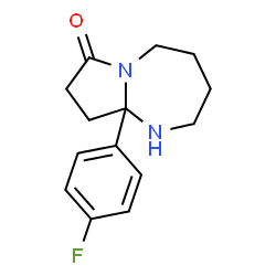 ChemSpider 2D Image | 9a-(4-Fluorphenyl)octahydro-7H-pyrrolo[1,2-a][1,3]diazepin-7-on | C14H17FN2O