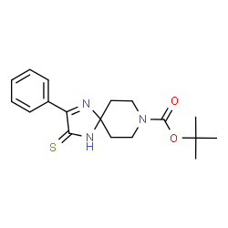 ChemSpider 2D Image | tert-butyl 2-phenyl-3-thioxo-1,4,8-triazaspiro[4.5]dec-1-ene-8-carboxylate | C18H23N3O2S