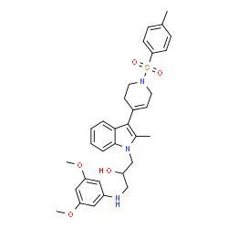 ChemSpider 2D Image | 1-[(3,5-Dimethoxyphenyl)amino]-3-(2-methyl-3-{1-[(4-methylphenyl)sulfonyl]-1,2,3,6-tetrahydro-4-pyridinyl}-1H-indol-1-yl)-2-propanol | C32H37N3O5S