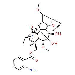 ChemSpider 2D Image | [(1alpha,5xi,6beta,9xi,14alpha,16beta,17xi)-20-Ethyl-7,8-dihydroxy-1,6,14,16-tetramethoxyaconitan-4-yl]methyl 2-aminobenzoate | C32H46N2O8