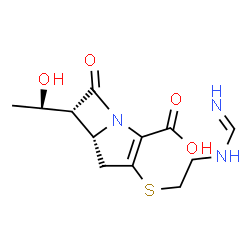 ChemSpider 2D Image | (5R,6R)-3-[2-(aminomethylideneamino)ethylthio]-6-[(1R)-1-hydroxyethyl]-7-oxo-1-azabicyclo[3.2.0]hept-2-ene-2-carboxylic acid | C12H17N3O4S