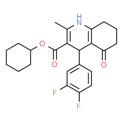 ChemSpider 2D Image | Cyclohexyl 4-(3,4-difluorophenyl)-2-methyl-5-oxo-1,4,5,6,7,8-hexahydro-3-quinolinecarboxylate | C23H25F2NO3