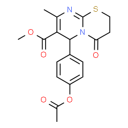 ChemSpider 2D Image | Methyl 6-(4-acetoxyphenyl)-8-methyl-4-oxo-3,4-dihydro-2H,6H-pyrimido[2,1-b][1,3]thiazine-7-carboxylate | C18H18N2O5S