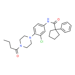 ChemSpider 2D Image | N-[4-(4-Butyryl-1-piperazinyl)-3-chlorophenyl]-1-phenylcyclopentanecarboxamide | C26H32ClN3O2