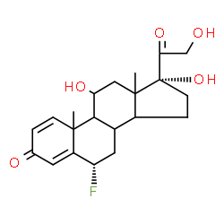 ChemSpider 2D Image | (6alpha,8xi,9xi,10xi,13xi,14xi)-6-Fluoro-11,17,21-trihydroxypregna-1,4-diene-3,20-dione | C21H27FO5