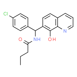 ChemSpider 2D Image | N-[(4-Chlorophenyl)(8-hydroxy-7-quinolinyl)methyl]butanamide | C20H19ClN2O2