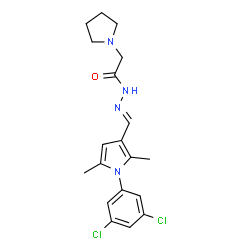 ChemSpider 2D Image | N'-{(E)-[1-(3,5-Dichlorophenyl)-2,5-dimethyl-1H-pyrrol-3-yl]methylene}-2-(1-pyrrolidinyl)acetohydrazide | C19H22Cl2N4O