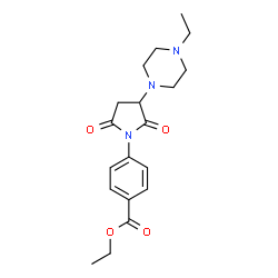 ChemSpider 2D Image | Ethyl 4-[3-(4-ethyl-1-piperazinyl)-2,5-dioxo-1-pyrrolidinyl]benzoate | C19H25N3O4